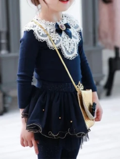 Blueberry Bliss Long Sleeve Bib Collar Top