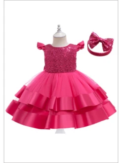 Shimmering Finish Flutter Sleeve Sequin Dress -MEO Kid Clothing Shop Reizingforlistings 5 gwegZRS