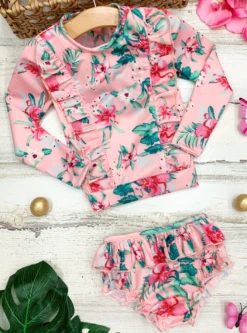 Precious Flower Rash Guard Two Piece Swimsuit -MEO Kid Clothing Shop SP12SWIM16PG