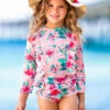 Precious Flower Rash Guard Two Piece Swimsuit -MEO Kid Clothing Shop SP12SWIM16PG 2