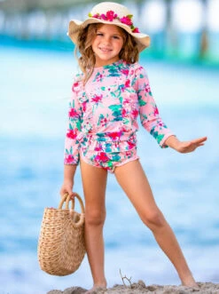 Precious Flower Rash Guard Two Piece Swimsuit -MEO Kid Clothing Shop SP12SWIM16PG 7