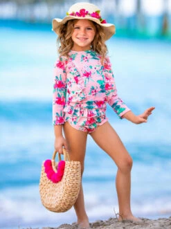 Precious Flower Rash Guard Two Piece Swimsuit -MEO Kid Clothing Shop SP12SWIM16PG 9