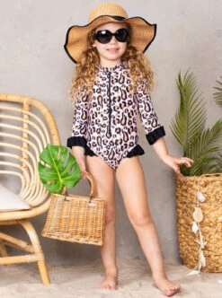 Girls Surf 4 Life Leopard One Piece Rash Guard Swimsuit -MEO Kid Clothing Shop SP12SWIM3LP