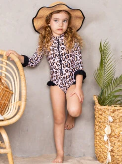 Girls Surf 4 Life Leopard One Piece Rash Guard Swimsuit -MEO Kid Clothing Shop SP12SWIM3LP 13
