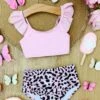 Beach Cheetah Tankini Two Piece Swimsuit -MEO Kid Clothing Shop SP22SWIM11PL Pink