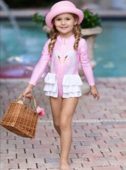 Girls Swan Lake Rash Guard One Piece Swimsuit -MEO Kid Clothing Shop SP91SWIM44LPS 2