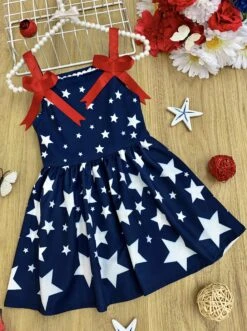 Star Studded Bow Ruffle Dress 15 Star Studded Bow Ruffle Dress -MEO Kid Clothing Shop SUM12DR24CABWS