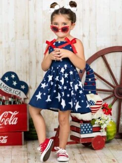 Star Studded Bow Ruffle Dress 12 Star Studded Bow Ruffle Dress -MEO Kid Clothing Shop SUM12DR24CABWS 10