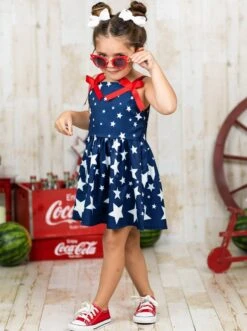Star Studded Bow Ruffle Dress 16 Star Studded Bow Ruffle Dress -MEO Kid Clothing Shop SUM12DR24CABWS 14