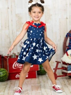 Star Studded Bow Ruffle Dress 17 Star Studded Bow Ruffle Dress -MEO Kid Clothing Shop SUM12DR24CABWS 3