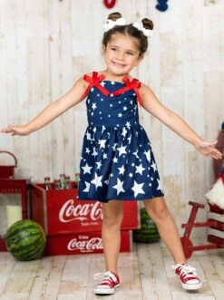 Star Studded Bow Ruffle Dress 14 Star Studded Bow Ruffle Dress -MEO Kid Clothing Shop SUM12DR24CABWS 6
