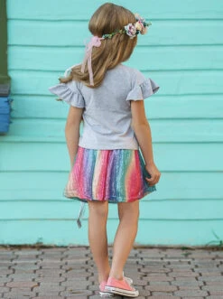 Rainbows & Clouds Sequin Skirt Set -MEO Kid Clothing Shop SUM12SET102CAGRS 1