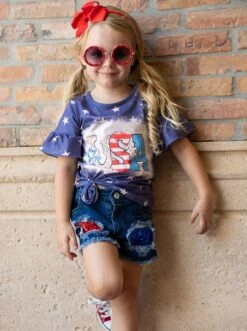 Starred USA Top & Sequin Patched Denim Short Set -MEO Kid Clothing Shop SUM12SET51CADBD 5