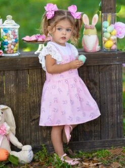 Bunny Hop Lace Button Back Overall Dress Set -MEO Kid Clothing Shop SUM12SET82CAWP 13