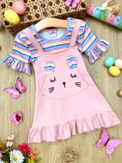 Striped Bunny Pocket Overall Dress -MEO Kid Clothing Shop SUM12SET96CASPB