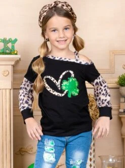 Cup Of Luck One Shoulder Long Sleeved Top