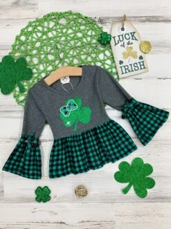 Leprechauns Love Plaid Ruffle Top -MEO Kid Clothing Shop SUM12TOP3CAGGP