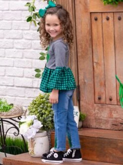 Leprechauns Love Plaid Ruffle Top -MEO Kid Clothing Shop SUM12TOP3CAGGP 6