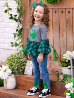 Leprechauns Love Plaid Ruffle Top -MEO Kid Clothing Shop SUM12TOP3CAGGP 7
