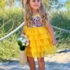 Wild Daisy Sleeveless Tiered Ruffle Dress -MEO Kid Clothing Shop SUM22DR13CALDY Yellow