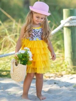 Wild Daisy Sleeveless Tiered Ruffle Dress 13 Wild Daisy Sleeveless Tiered Ruffle Dress -MEO Kid Clothing Shop SUM22DR13CALDY Yellow 8