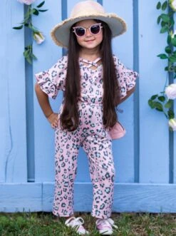 Spotted In Pink Ruffle Sleeve Jumpsuit 15 Spotted In Pink Ruffle Sleeve Jumpsuit -MEO Kid Clothing Shop SUM22JUMP1CAPL Pink 14