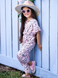 Spotted In Pink Ruffle Sleeve Jumpsuit 12 Spotted In Pink Ruffle Sleeve Jumpsuit -MEO Kid Clothing Shop SUM22JUMP1CAPL Pink 5