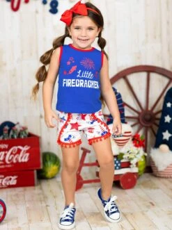 Little Firecracker Pom Pom Shorts Set 9 Little Firecracker Pom Pom Shorts Set -MEO Kid Clothing Shop SUM81SET41CALF 1