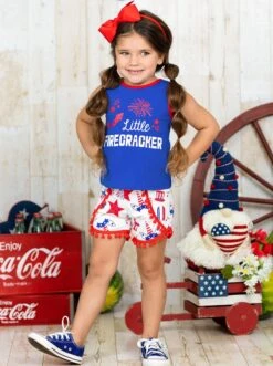 Little Firecracker Pom Pom Shorts Set 10 Little Firecracker Pom Pom Shorts Set -MEO Kid Clothing Shop SUM81SET41CALF 11
