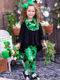 Lady Leprechaun Tunic, Scarf & Legging Set