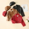 Stylin' Ruffle Trim PU Crop Jacket & Hat Set -MEO Kid Clothing Shop Stylin RuffleTrimPUCropJacket HatSet