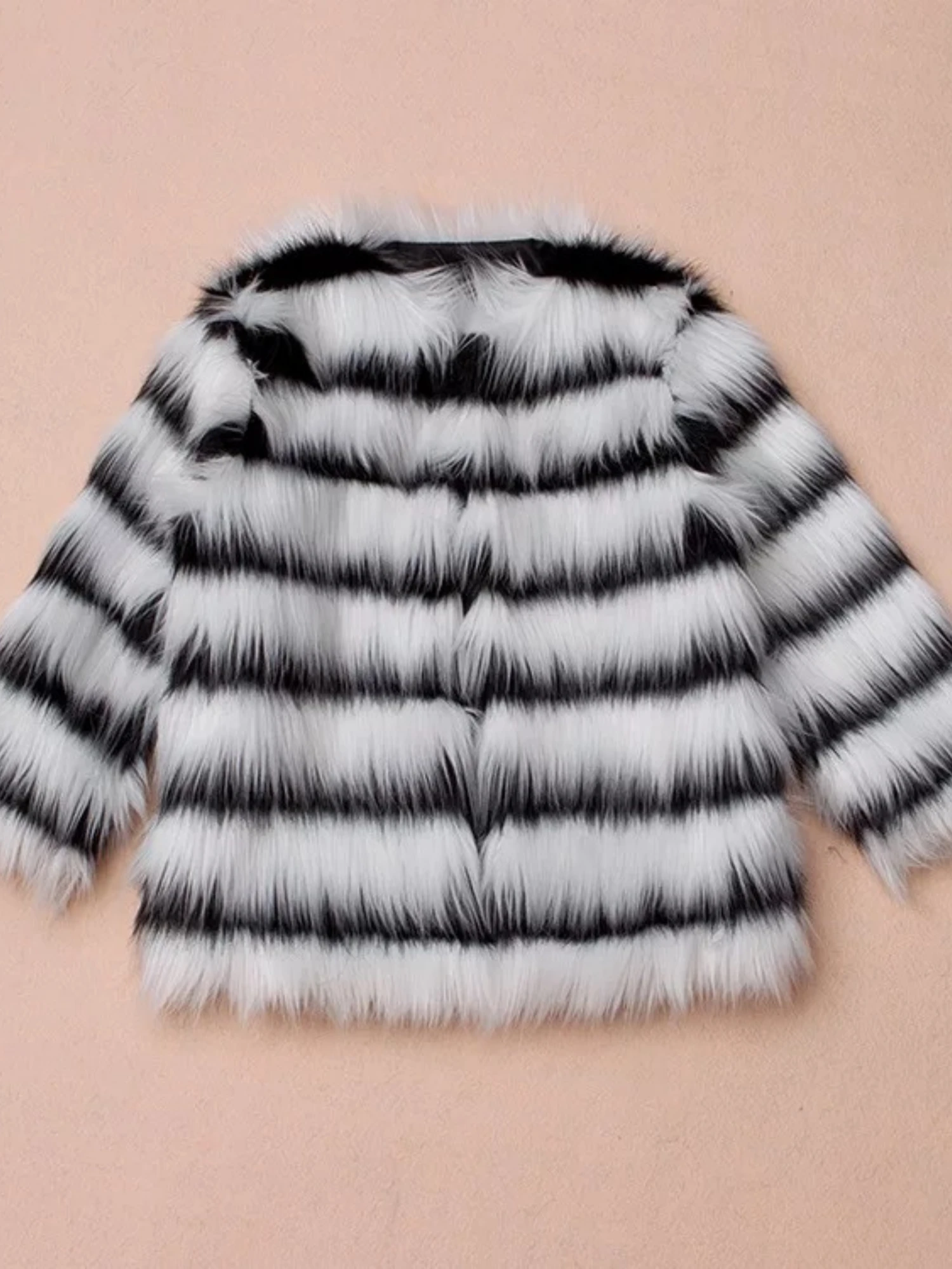 Striped Darling Plush Faux Fur Coat 6 Striped Darling Plush Faux Fur Coat - Image 4