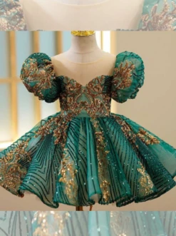 Enchanting Sequin Puff Sleeve Special Occasion Dress