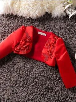 Girls 3D Flower Detail Satin Long Sleeve Bolero -MEO Kid Clothing Shop girls 3d flower detail satin long sleeve bolero red 2t 20 39 99 40 59 10y12y 2t3t 4t5y jacket mia belle overseas fulfillment baby 267