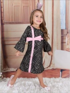Giftwrapped Present A-Line Dress 9 Giftwrapped Present A-Line Dress -MEO Kid Clothing Shop girls bell sleeve cross over bow present dress 20 39 99 10y12y 2t3t 4t5y 6x6y fall dressy mia belle baby 786