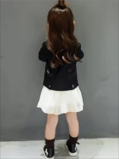 Girls Black Synthetic Leather Moto Jacket -MEO Kid Clothing Shop girls black synthetic leather moto jacket 20 39 99 40 59 2t3t 4t5y 6x6y mia belle overseas fulfillment baby 103