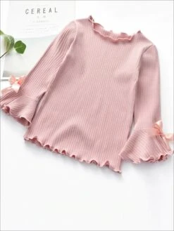 Girls Bow Tie Flare Sleeve Top