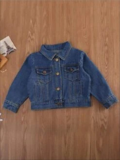 Keepin' It Casual Denim Jacket With Pockets -MEO Kid Clothing Shop girls casual long sleeve denim jacket with pockets 20 39 99 40 59 2t3t 4t5y 6x6y mia belle overseas fulfillment baby 878