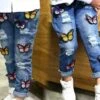 Flutter Girl Distressed Butterfly Jeans -MEO Kid Clothing Shop girls distressed butterfly applique jeans 2t 20 39 99 40 59 2t3t 4t5y 6y6x spring bottom mia belle overseas fulfillment baby 253