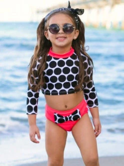 Peace & Polka Dots Two Piece Rash Guard Swimsuit