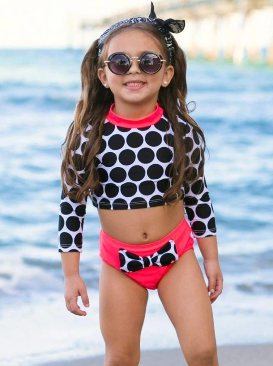 Peace & Polka Dots Two Piece Rash Guard Swimsuit 3 Peace & Polka Dots Two Piece Rash Guard Swimsuit