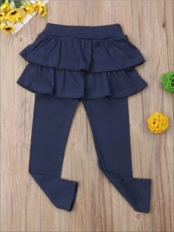 Girls Double Layer Ruffle Skirt Leggings -MEO Kid Clothing Shop girls double layer ruffle skirt leggings 19 99 and under 20 39 40 59 2t3t 4t5y mia belle overseas fulfillment baby 536