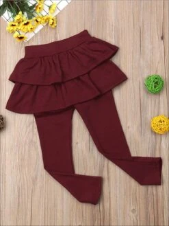 Girls Double Layer Ruffle Skirt Leggings -MEO Kid Clothing Shop girls double layer ruffle skirt leggings 19 99 and under 20 39 40 59 2t3t 4t5y mia belle overseas fulfillment baby 547