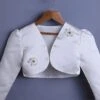 Girls Flower Embellished Satin Bolero