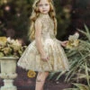Glittering Gold Special Occasion Dress -MEO Kid Clothing Shop girls gold glitter embellished high neck flared holiday special occasion dress 60 10y12y 2t3t 4t5y 6x6y fall dressy mia belle overseas fulfillment baby 480