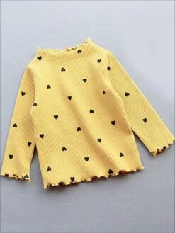 Precious Polka Dot Heart Lettuce Sweater -MEO Kid Clothing Shop girls heart print ribbed turtleneck sweater 19 99 and under 20 39 40 59 2t3t 4t5y fall top mia belle overseas fulfillment baby 114