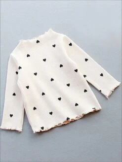 Precious Polka Dot Heart Lettuce Sweater -MEO Kid Clothing Shop girls heart print ribbed turtleneck sweater 19 99 and under 20 39 40 59 2t3t 4t5y fall top mia belle overseas fulfillment baby 265