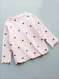 Precious Polka Dot Heart Lettuce Sweater -MEO Kid Clothing Shop girls heart print ribbed turtleneck sweater 19 99 and under 20 39 40 59 2t3t 4t5y fall top mia belle overseas fulfillment baby 418
