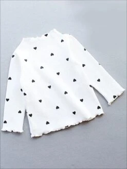 Precious Polka Dot Heart Lettuce Sweater -MEO Kid Clothing Shop girls heart print ribbed turtleneck sweater 19 99 and under 20 39 40 59 2t3t 4t5y fall top mia belle overseas fulfillment baby 752