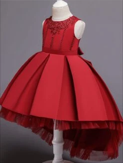 Pleated Princess Hi-Lo Formal Dress -MEO Kid Clothing Shop girls hi low princess holiday dress with lace neckline 20 39 99 40 59 10y12y 2t3t 4t5y fall dressy mia belle overseas fulfillment baby 708